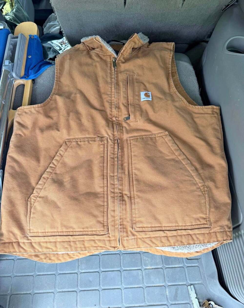 Carhartt Loose Fit Sherpa-Lined Canvas Vest Model 104277 Brown Men's Medium